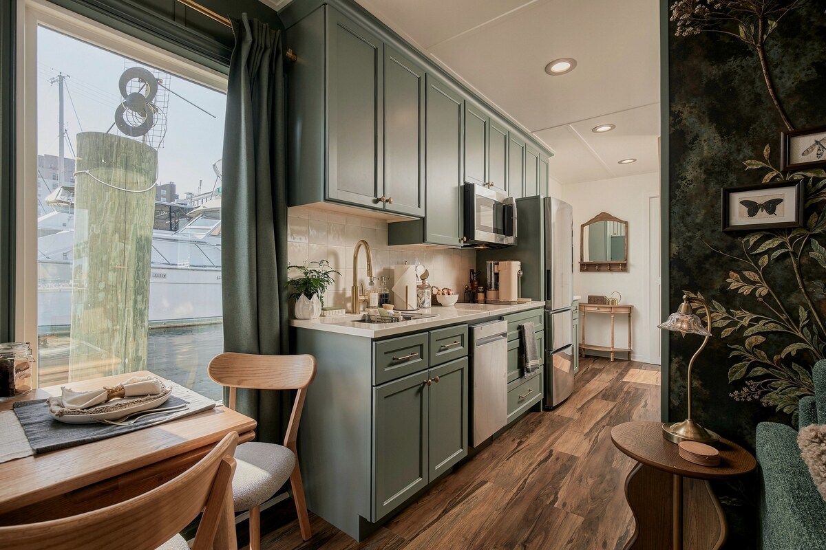 Galley with full-size refrigerator